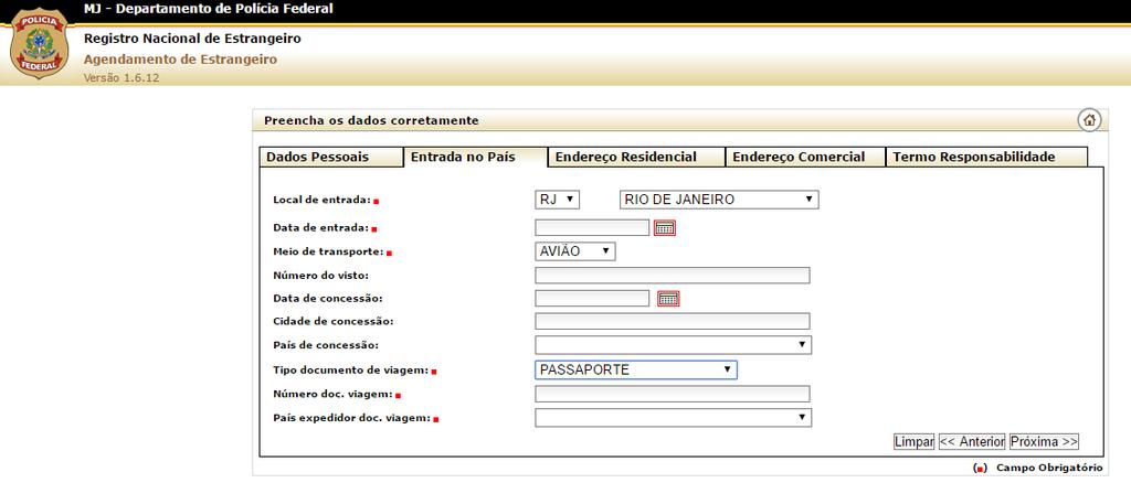 You must fill out only the red dots. Entrada no País (Arrival information) 06 Local de entrada Arrival city (e.g.