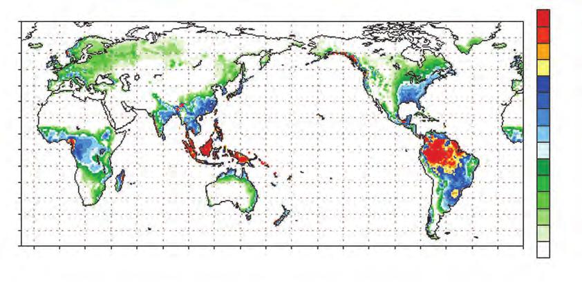 (gauge-based) Precipitation Climatology (1981-2010) anomalia (mm) no período entre 28 de abril de 2014 e 27 de abril de 2015 80N 70N 60N 50N 40N 30N 20N 10N EQ 10S 20S 30S 40S 50S 60S 20W 0 20E 40E