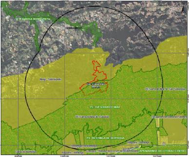 Figura 11. Localização da Fazenda na zona de Amortecimento e contínuo de áreas preservadas da região.