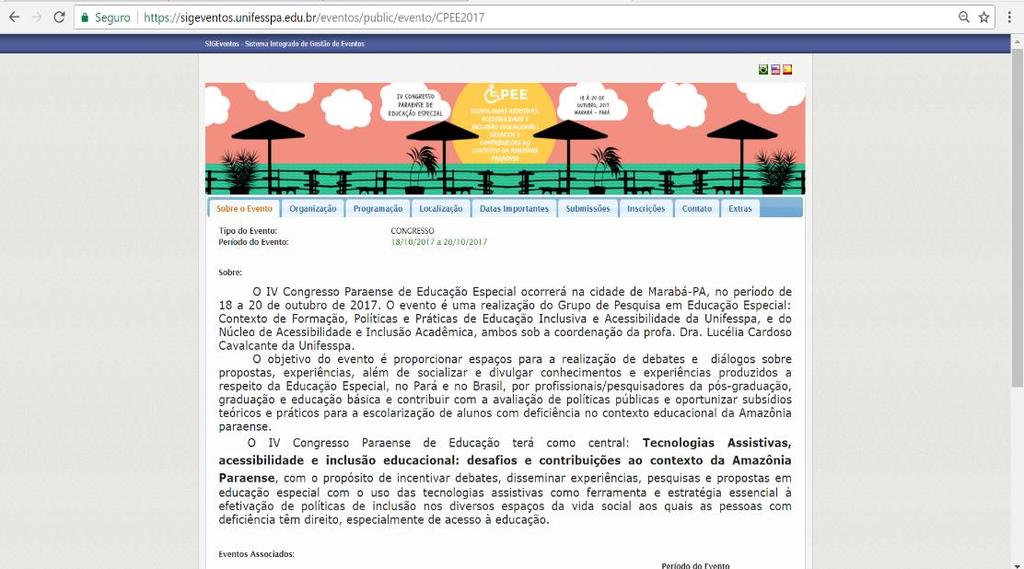 sistema pelo link: https://sigeventos.unifesspa.edu.