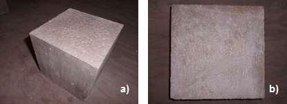 Figura 4.6 - Provete cúbico (a) e lajeta (b) de betão. 4.6 Caracterização das Argamassas no Estado Fresco Nesta secção apresentam-se os ensaios de caracterização no estado fresco, das argamassas estudadas.