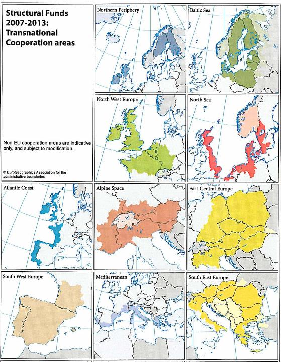 O Sudoeste Europeu é uma entre 13 áreas de cooperação transnacional.