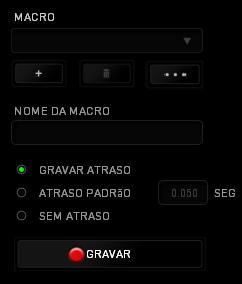 GUIA MACRO A guia Macro permite criar uma série precisa de teclas e botões pressionados. Essa guia também permite que você tenha diversas macros e longos comandos de macros ao seu dispor.