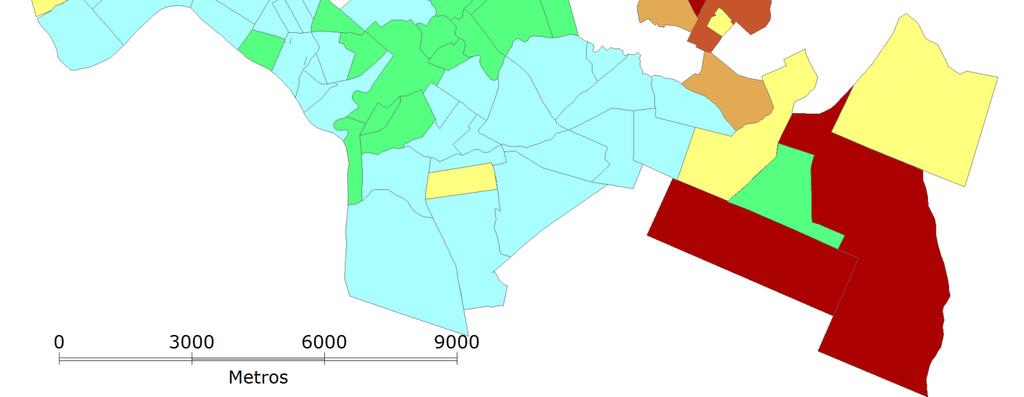 A figura 4 é um gráfico de dispersão das variáveis renda per capita versus taxa de mortalidade dos bairros de Cuiabá no ano de 2010.