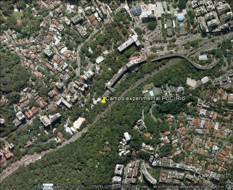 Figura 4: Vista aérea da área de execução dos ensaios. Imagem via Google Earth.