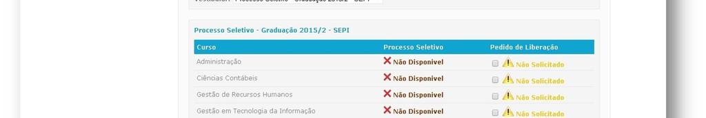 Após selecionar o Processo Seletivo desejado, o polo irá