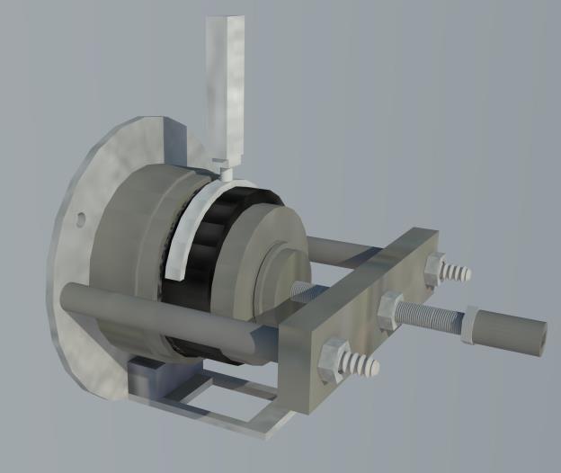 48 Figura 26 Molde de compactação com sistema de aplicação de carga acoplado - Projeto O conceito físico de máquina simples do tipo parafuso é utilizado.