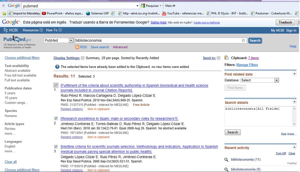 Web Importer: Importando referências da PubMed Para transferir os
