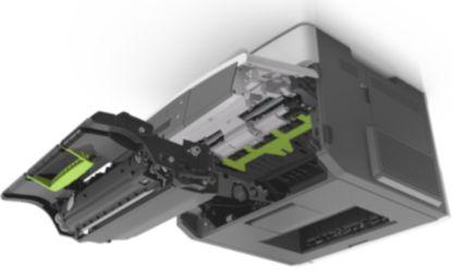 Manutenção da impressora 93 3 Levante a alça verde e puxe a unidade de criação de imagens para fora da impressora.