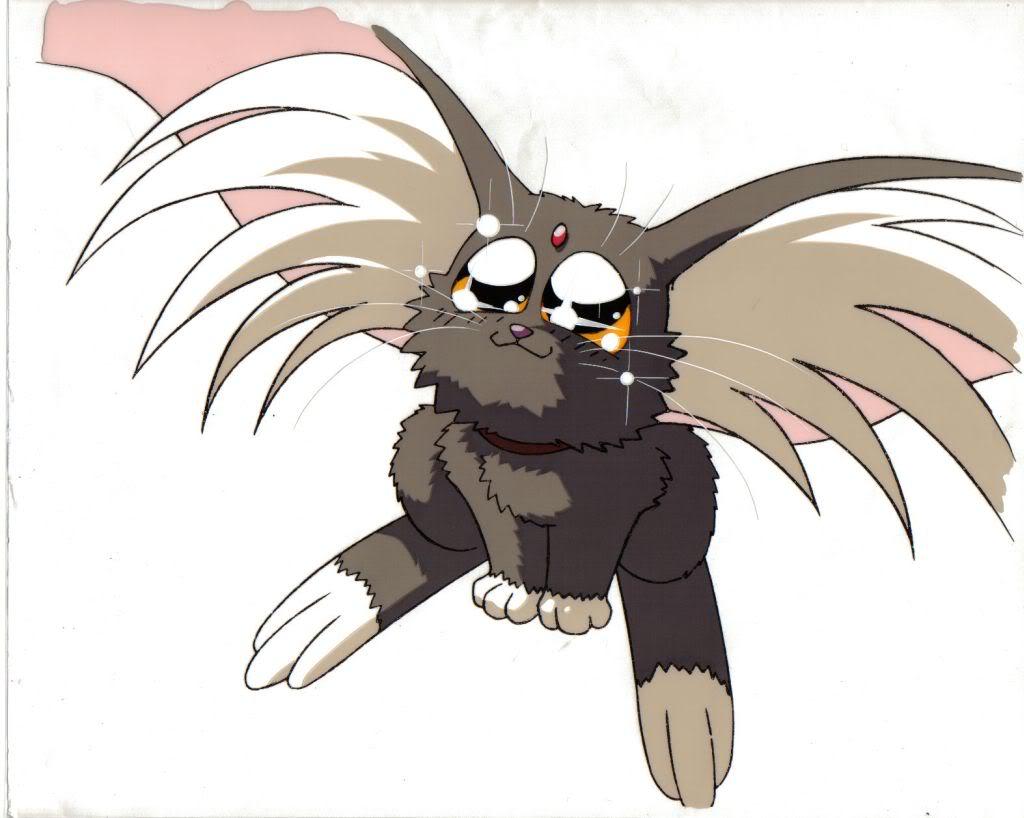 Ryo-Ohki: é meio que um pokemon, uma mistura de gato com coelo (ou cabbit, se quiser chamar assim) que na verdade é a nave de Ryoko, já que ele pode