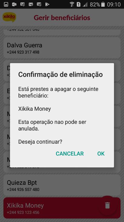 o o Adicionar outros beneficiários a tua lista (conforme explicado no ponto Transferir ou Enviar ); Eliminar beneficiários: Podes eliminá-los por duas vias: 1.