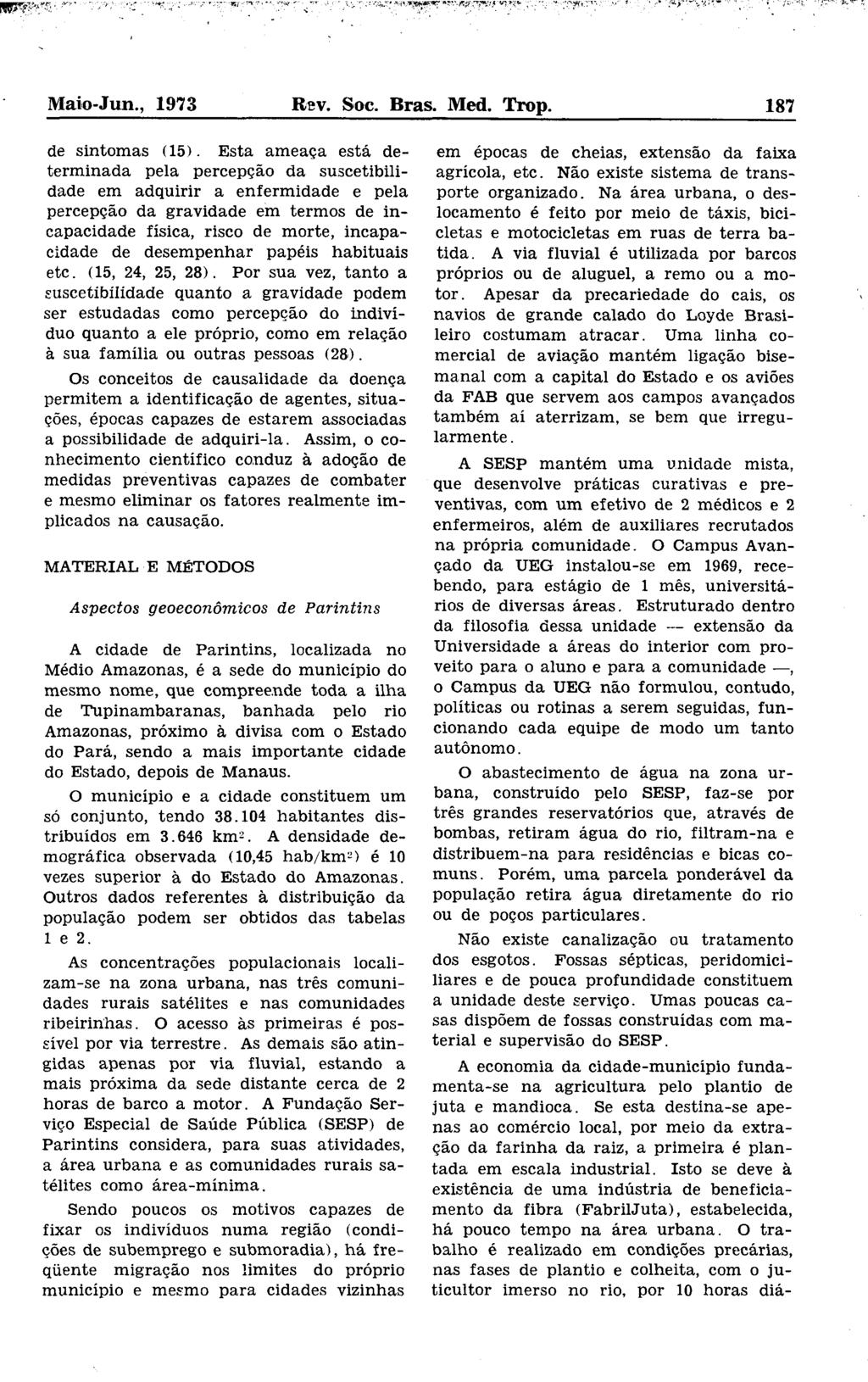 Maio-Jun., 1973 Rev. Soc. Bras. Med. Trop. 187 de s in to m a s (1 5 ).