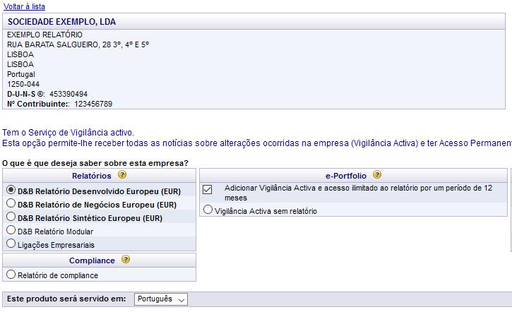 [Enviar] O relatório selecionado abre numa nova página do seu browser.