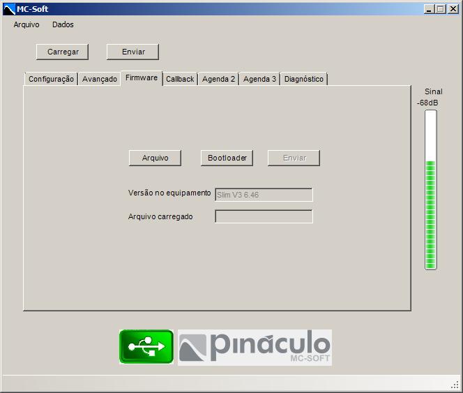 3.3 Aba Firmware Na aba firmware você verifica a versão do equipamento e é possível fazer atualização de firmware no mesmo. 3.3.1 Arquivo Abre o Windows Explorer para você selecionar o arquivo do firmware que você atualizará.