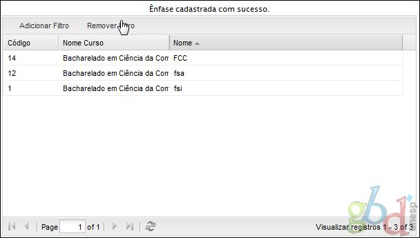 Feitas todas as alterações, clique em para confirmar. Figura 14: Editar Ênfase Remover ênfases Para excluir uma ênfase basta clicar sobre o nome da ênfase desejada e clicar em.