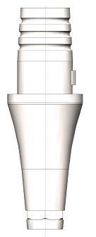 Em sua base inferior possui um encaixe interno ou externo, com a função de adaptar-se ao tipo de implante a ser utilizado.