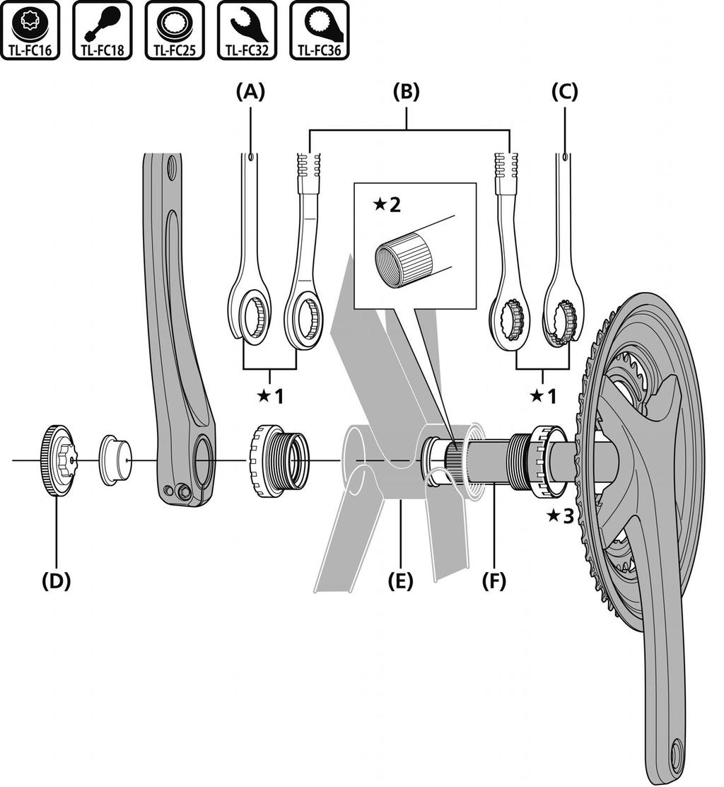 INSTALAÇÃO Instalação da pedaleira dianteira Siga o procedimento de apresentado na figura. Instale a TL-FC25 com o colar virado para o adaptador.