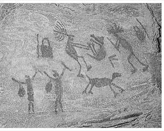 10ª Questão: Veja a imagem com atenção. a)que tipo de pintura era feita nas cavernas pelos homens da Pré- História? b) Descreva o que essa pintura representa.