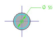 Cote a circunferência e edite a cota para o valor 50 mm.