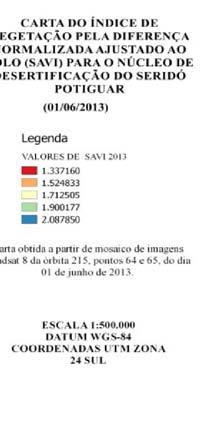 urbanos. Na carta de índice BSI para o ano de 2002, a faixa situada entre os municípios de Equador e Parelhas Serra dos Quintos apresenta pequenas faixas lineares com valores elevados do índice BSI.