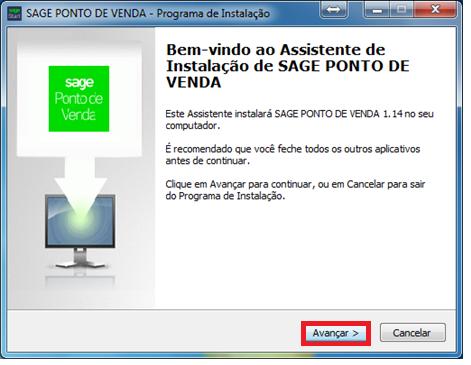 Na tela que se segue, selecione qual o tipo de ambiente que irá utilizar : Ambiente de Produção: Se optar por este ambiente, ao executar o ícone do Sage Start Ponto de Venda, o sistema