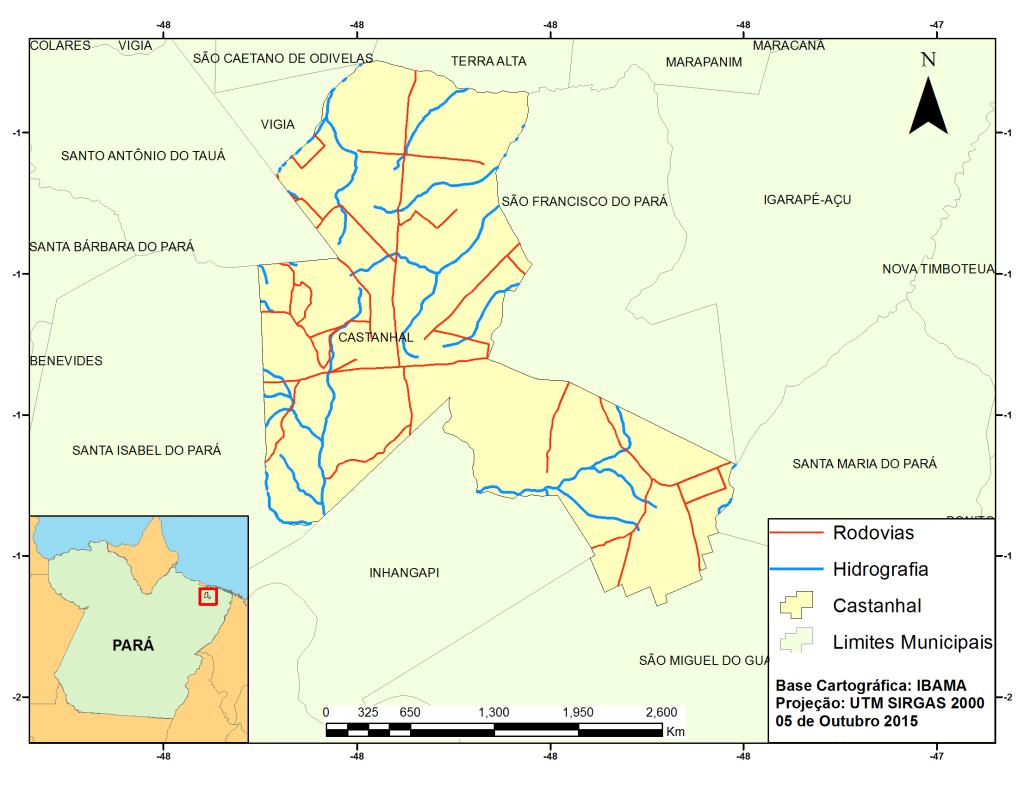 2.2. Aquisição de imagens Figura 1: Mapa de localização do município de Castanhal. Fonte: O Autor.
