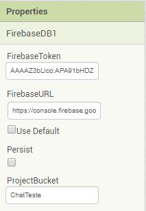 3º Passo: Agora vá nas propriedades do objeto FirebaseDB e configure a opção FirebaseURL e