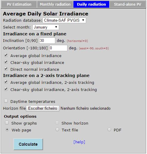 Dados de Radiância Solar Diária 29 4.2 - Dados de Radiância Solar Diária Os dados de radiância solar diária foram obtidos pelo software PVGIS.