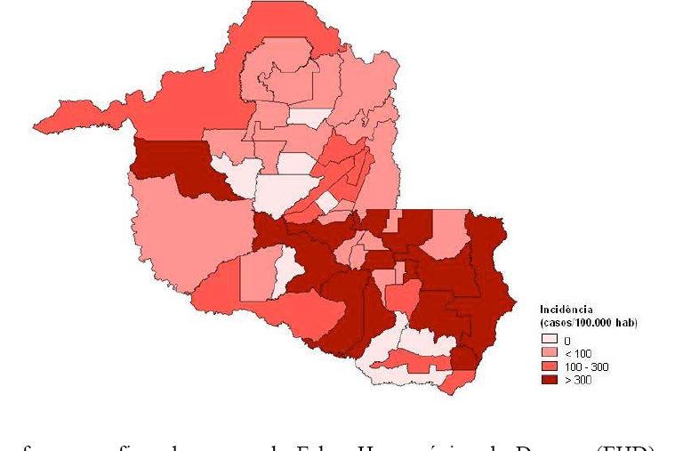 Figura 6. Distribuição dos municípios do Estado de Rondônia por Áreas de Incidência. Fonte: Sinam/MS. 1.