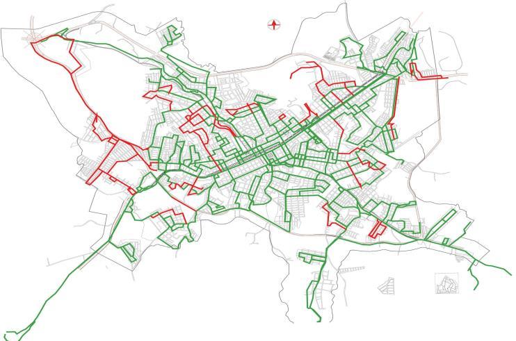 Com as informações obtidas na prefeitura Municipal de Passo Fundo e as empresas de ônibus, resultou-se no mapa (FIGURA 3) demonstrando a territorialidade da cidade junto com as linhas de trajeto que