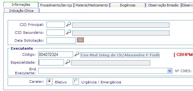 Seleção do médico executante No SGU os médicos serão cadastrados