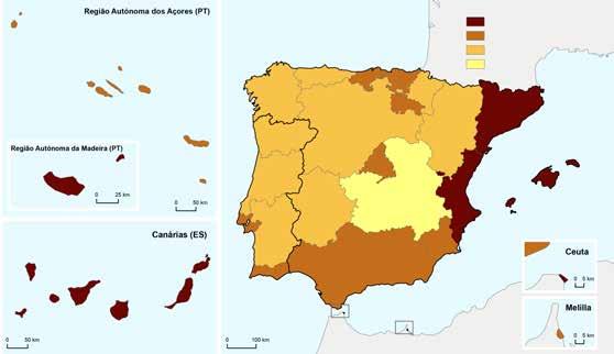 Índice Contenido Index TAXA DE OCUPAÇÃO-CAMA DOS ESTABELECIMENTOS HOTELEIROS As regiões ibéricas com maior taxa de ocupação-cama foram Illes Balears (82,7) e Canarias (80,5); em, o valor mais elevado