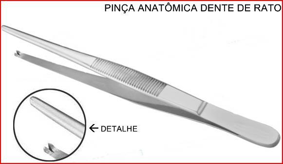 INSTRUMENTAIS PARA CIRURGIA: PINÇA ANATÔMICA DENTE DE RATO : Utilizada para apreender