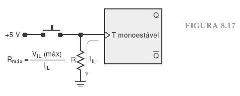 8.6) Outras Características da Série TTL ENTRADA DESCONECTADA (FLUTUANDO) Para circuitos TTL, uma entrada aberta atua exatamente como o nível lógico 1.