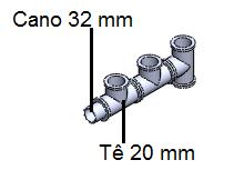 - Passo 3: Junte o cano de 32 mm com uma conexão Tê, como mostrado na figura 6 (2 unidades); - Passo 5: Da mesma maneira acrescente ao conjunto feito no passo 4, um cano 32 mm e
