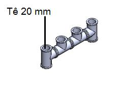 Passo 6 - Esquema de Montagem - Passo 4: Acrescente no conjunto feito no passo 3, uma conexão Tê e um cano de 32 mm conforme figura 7 (2 unidades); Figura 08.