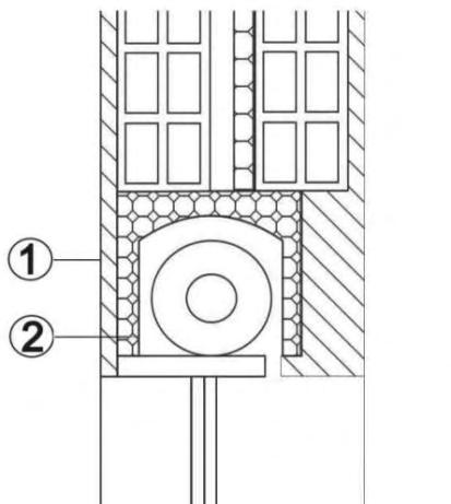 Figura 37 Caracterização de ponte térmica plana em zona de caixa de estore. Tabela 26 Caracterização térmica de ponte térmica plana em zona de caixa de estore. Espessura r Referências [W.m -1.
