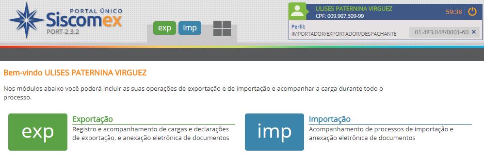 gov.br e faça login como Importador/Exportador/Despachante.