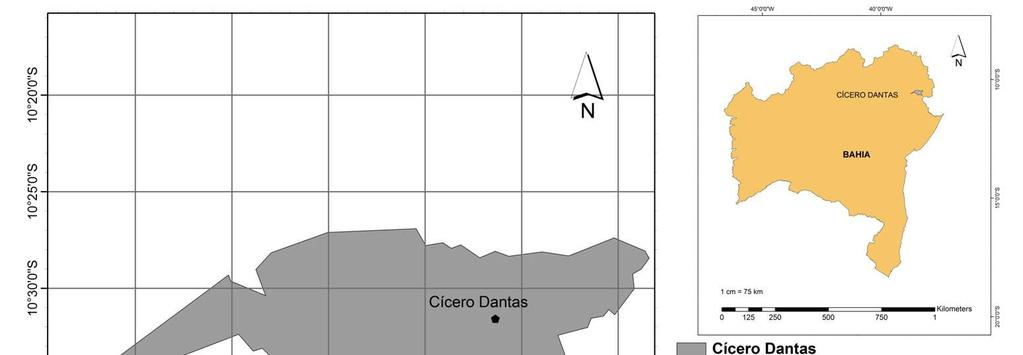 203 MATERIAL E MÉTODOS Área de estudo e população O município de Cícero Dantas está localizado no nordeste da Bahia, distante 301.