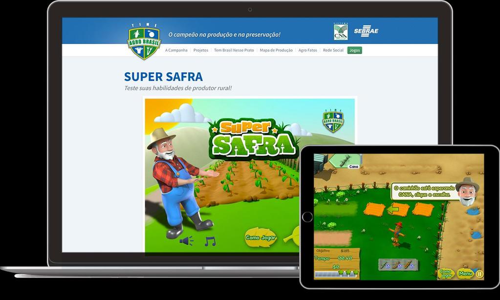 TIME AGRO BRASIL Game educativo Desenvolvimento de game que propõe a valorização do produtor rural e a importância do agronegócio na cadeia