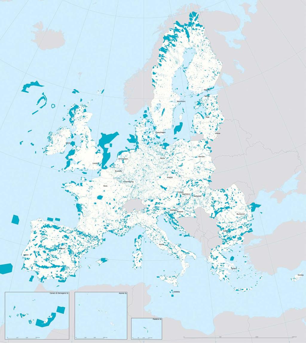 Fig. 1 - A Rede Natura 2000 no Espaço Europeu (fonte: European Environment Agency, 2017).
