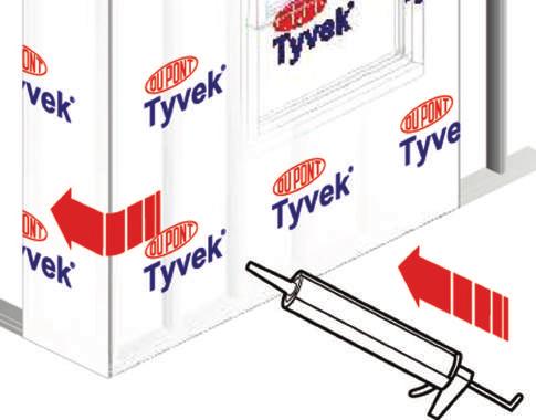 27,8 20.2. Instalação Dupont Tyvek HomeWrap Comece sempre a instalação pela parte inferior da estrutura para assegurar que a sobreposição das folhas de Tyvek seja feita da forma correta (a folha de