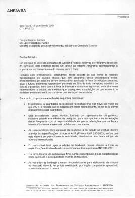 Posição Anfavea 2004 Carta da ANFAVEA ao Governo Federal em 13 de maio de 2004.