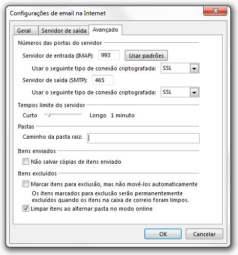 b. Escolha o mesmo tipo de conexão criptografada (SSL)