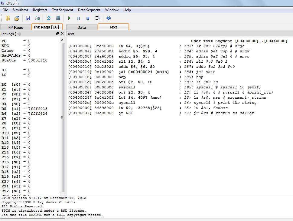 Microprocessador RISC: SIMULADOR do : SPIM Windows Linux GUI Line Cmd 9 Refs.