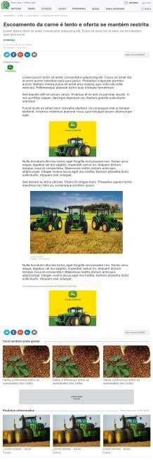 Publicidade Nativa - Simples Apoio Editorial Simples - Em forma de texto nas notícias do Portal Canal Rural + Post para redirecionamento no Facebook.