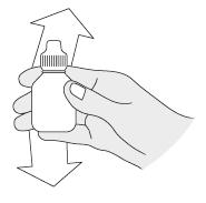 Procedimento de dosagem utilizando a seringa doseadora: A seringa adapta-se ao conta-gotas do frasco e possui uma escala de kg-peso corporal que corresponde à dose de 0,05 mg meloxicam/kg de peso
