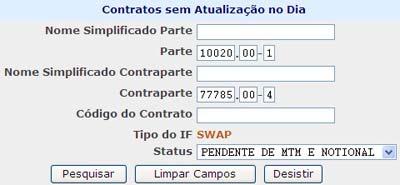 Módulo de Informações de Derivativos Contratos sem Atualização no Dia Visão Geral Esta consulta possibilita ao Participante visualizar os contratos registrados em que, pelo menos, umas das Partes