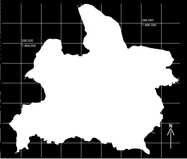 calculado a partir de áreas medidas de feições nos mapas cercadas por curvas de nível ou