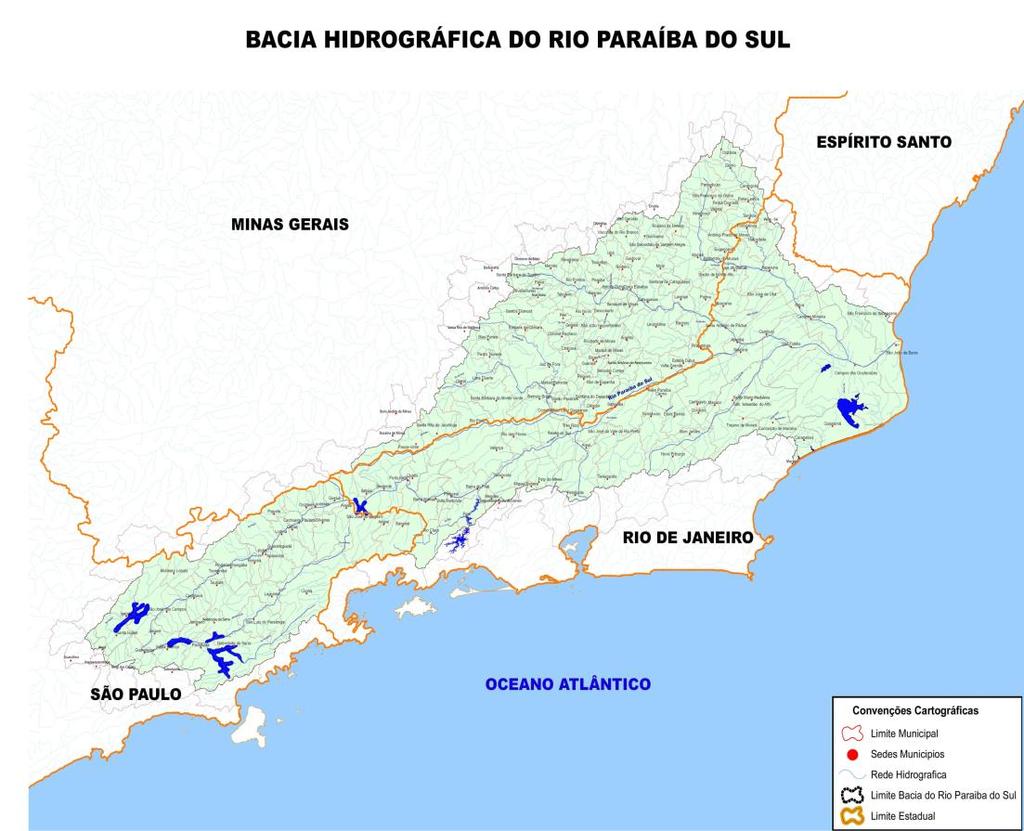 Figura 1- Localização da área de estudo A região se caracteriza por um relevo tipicamente suave ondulado, banhadas pelo Rio Paraíba do Sul, que se torna uma área favorável à análise e criação de um